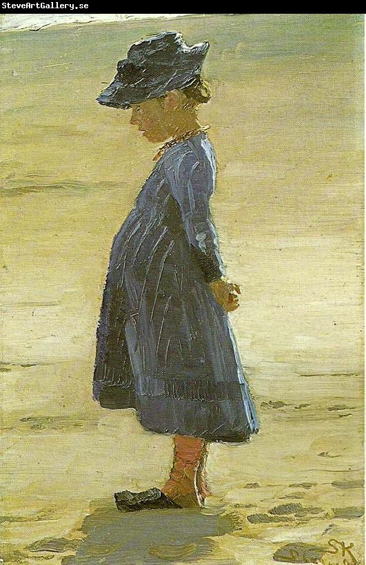 Peter Severin Kroyer en lille pice staende pa skagens strand